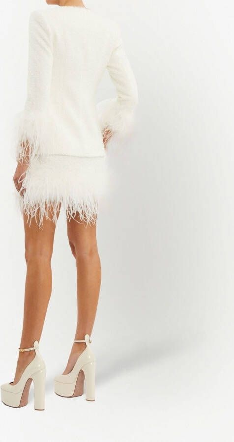 Rebecca Vallance Mini-rok met veren afwerking Wit