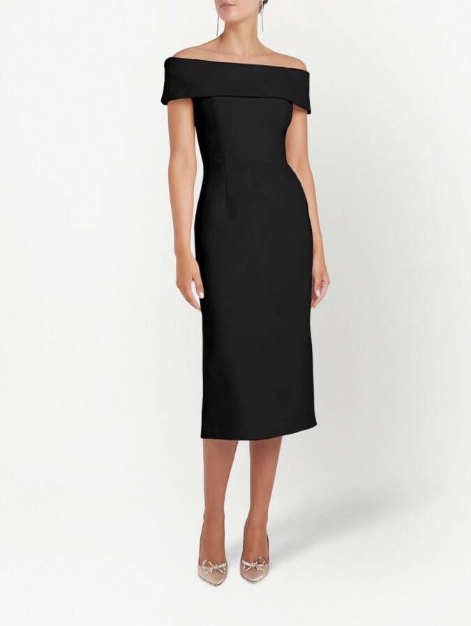 Rebecca Vallance Off-shoulder midi-jurk Zwart