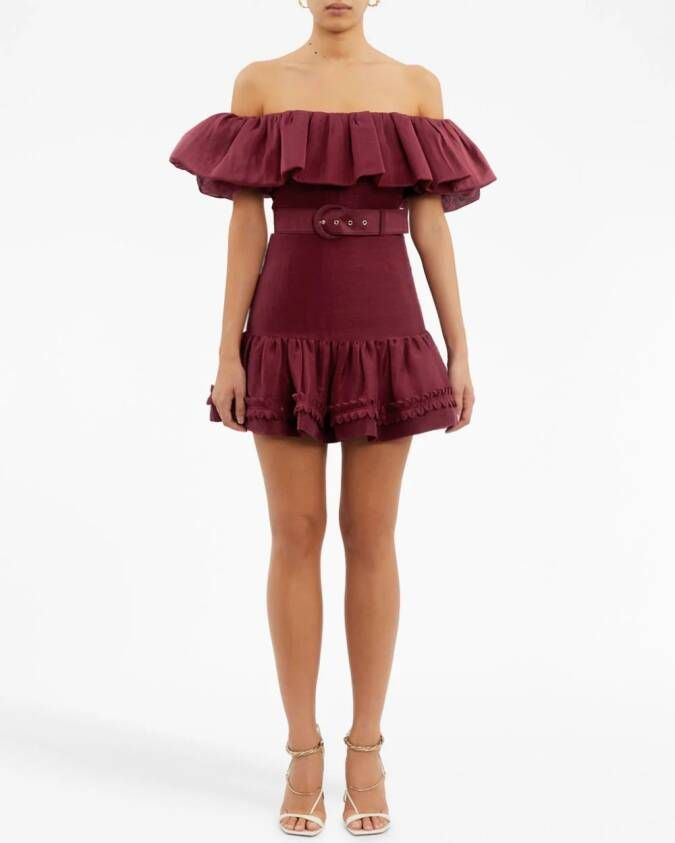 Rebecca Vallance Off-shoulder mini-jurk Rood