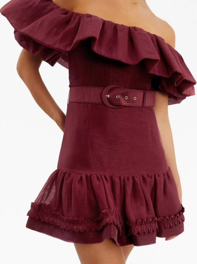 Rebecca Vallance Off-shoulder mini-jurk Rood