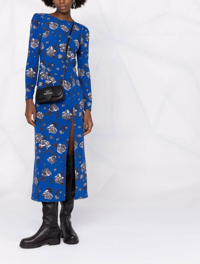 RED Valentino Midi-jurk met bloemenprint Blauw