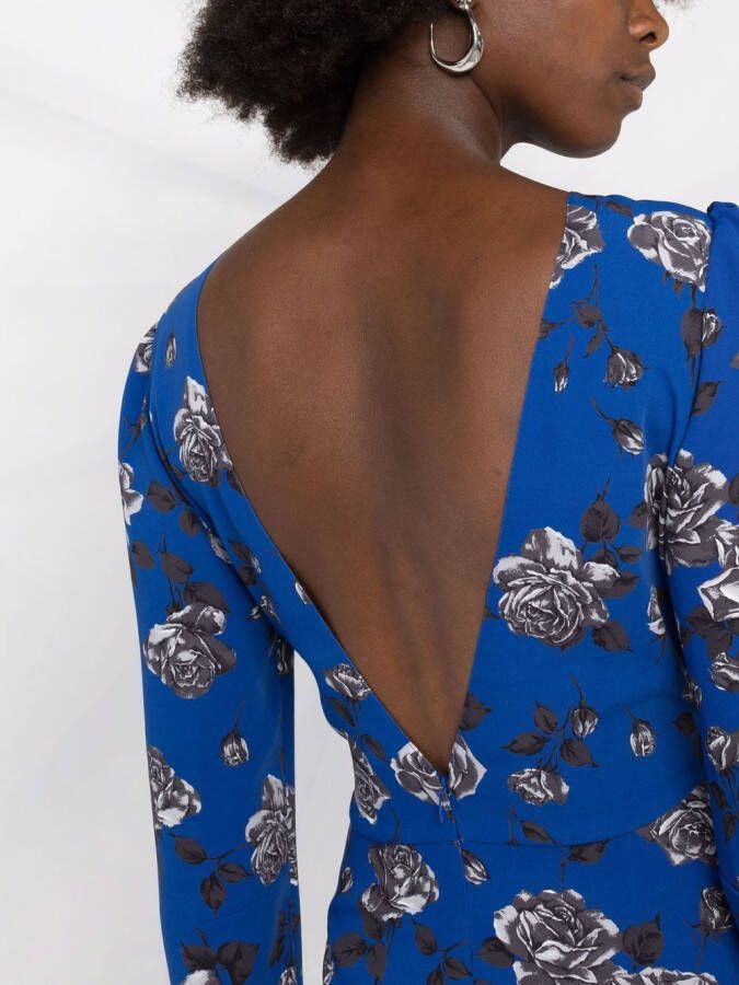 RED Valentino Midi-jurk met bloemenprint Blauw