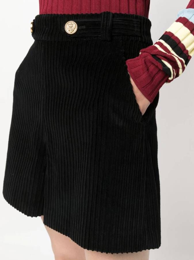 RED Valentino Ribfluwelen shorts Zwart
