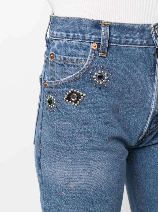 RE DONE Jeans verfraaid met kristallen Blauw
