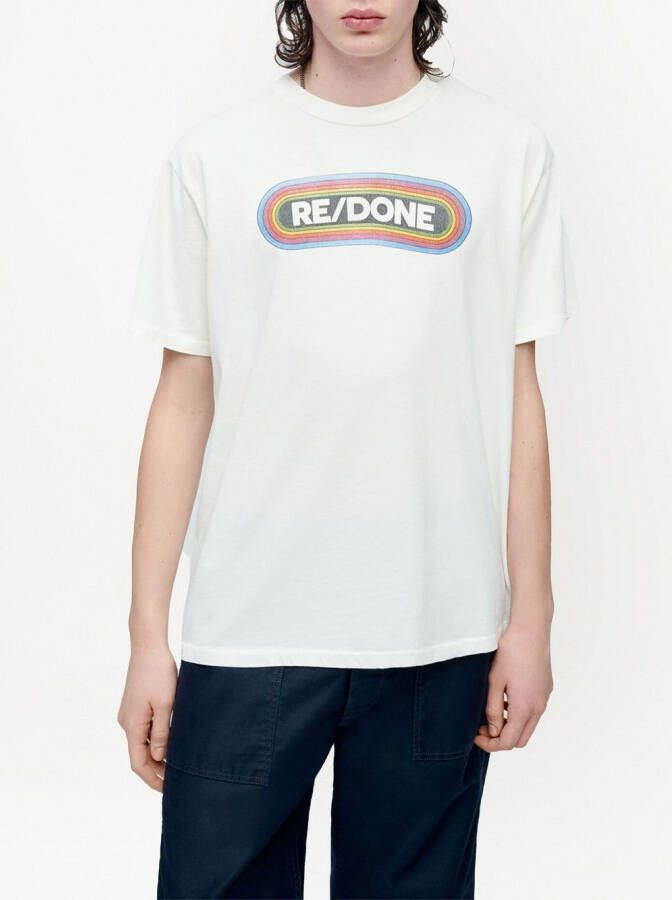 RE DONE T-shirt met logoprint Wit