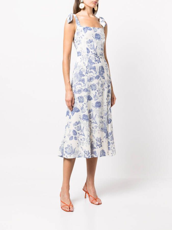 Reformation Midi-jurk met bloemenprint Wit