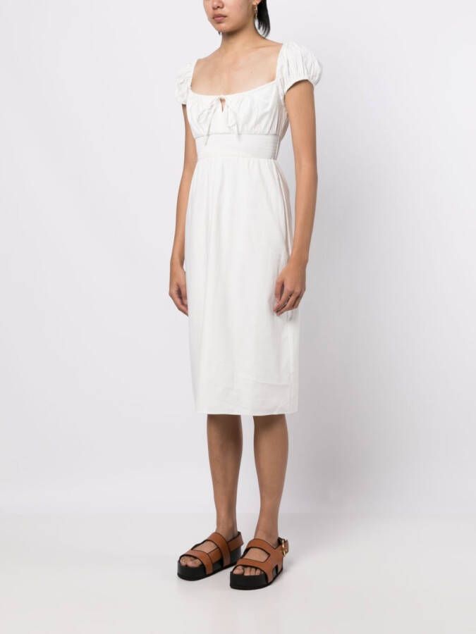Reformation Midi-jurk met striksluiting Wit