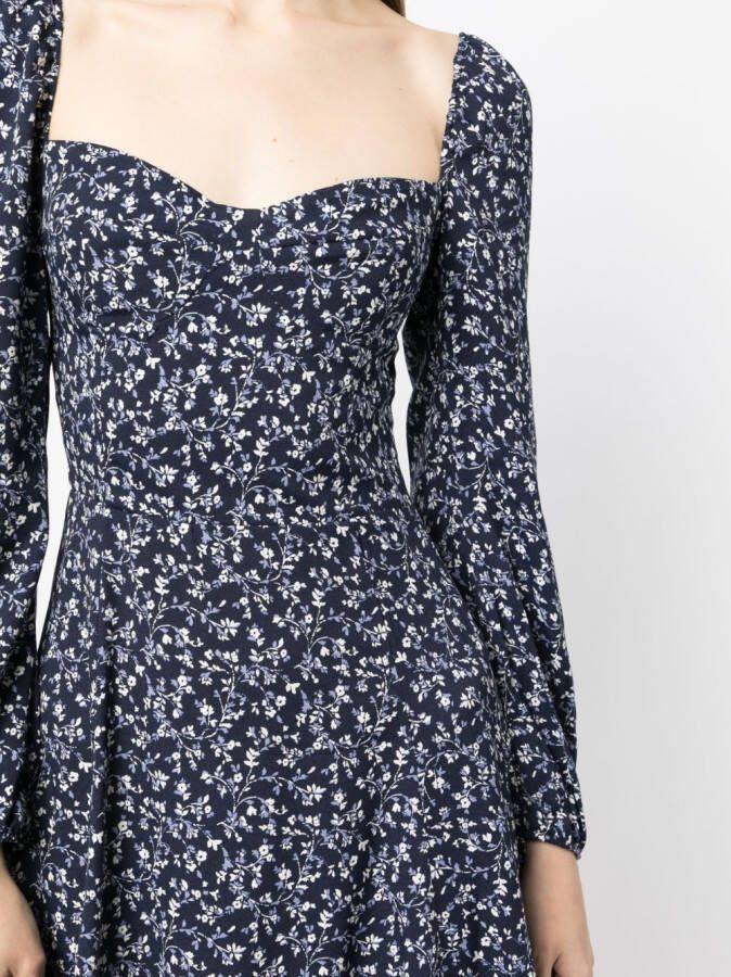 Reformation Mini-jurk met bloemenprint Blauw