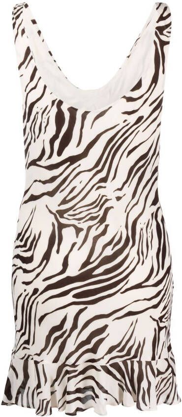 Reformation Mini-jurk met zebraprint Beige