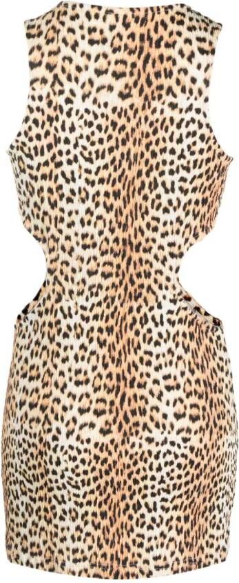 Reina Olga Mini-jurk met luipaardprint Beige
