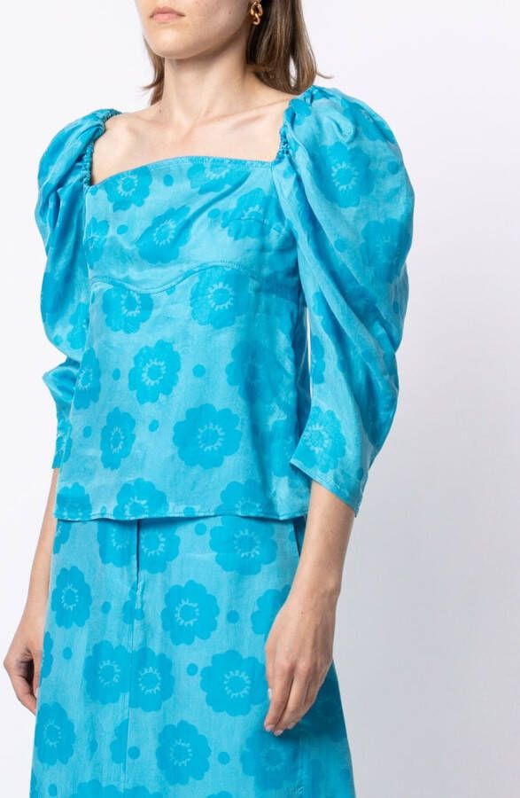Rejina Pyo Blouse met bloemenprint Blauw