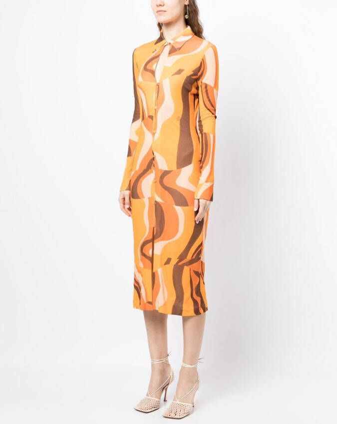 Rejina Pyo Blousejurk met abstract patroon Oranje