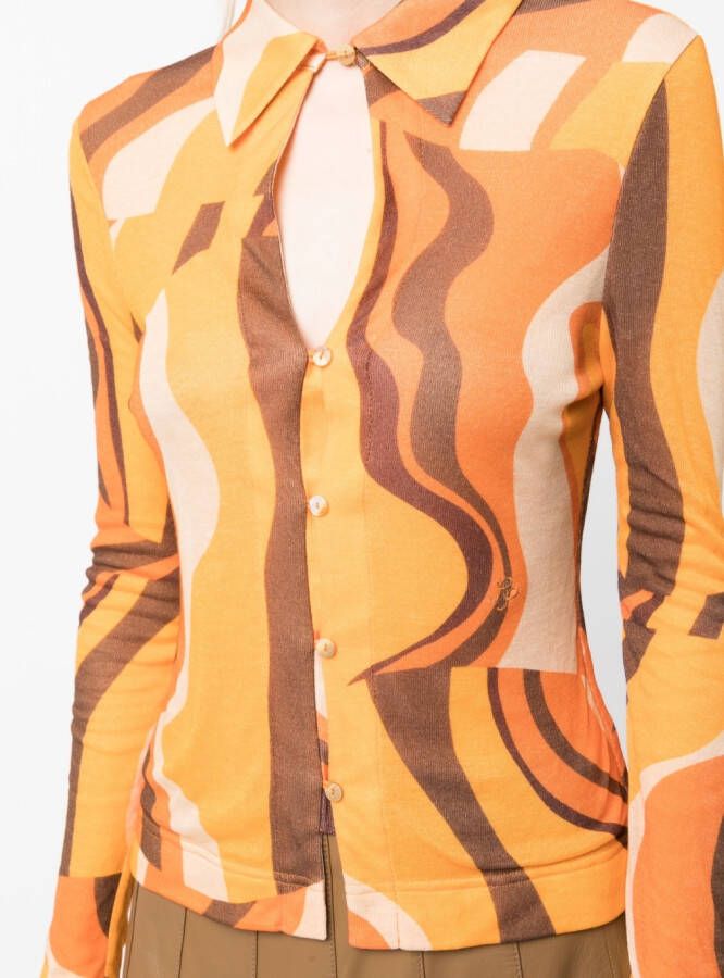 Rejina Pyo Blouse met abstracte print Oranje