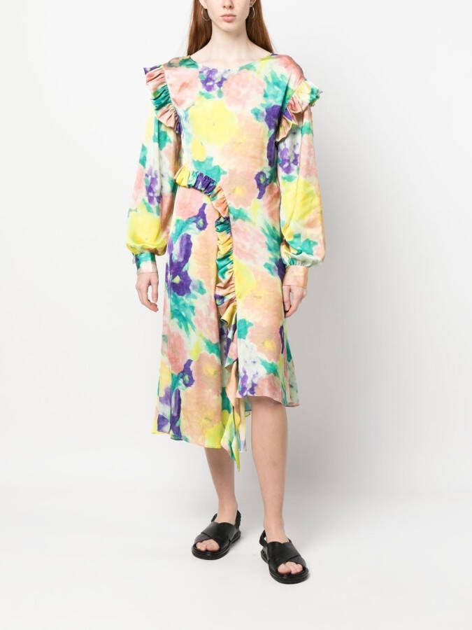 REMAIN Maxi-jurk met bloemenprint Geel