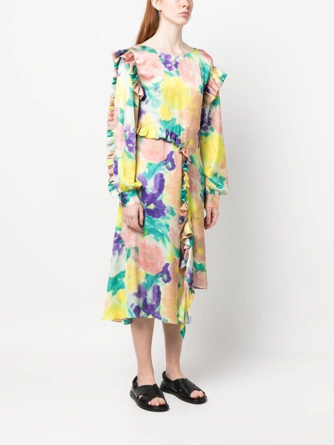 REMAIN Maxi-jurk met bloemenprint Geel
