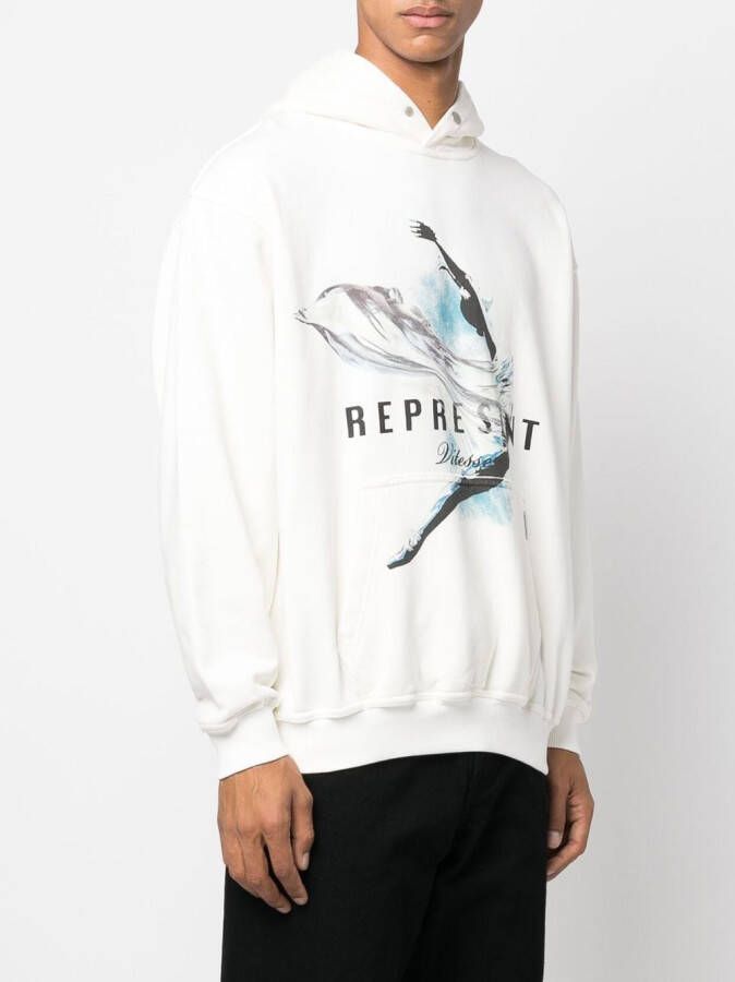 Represent Hoodie met print Wit