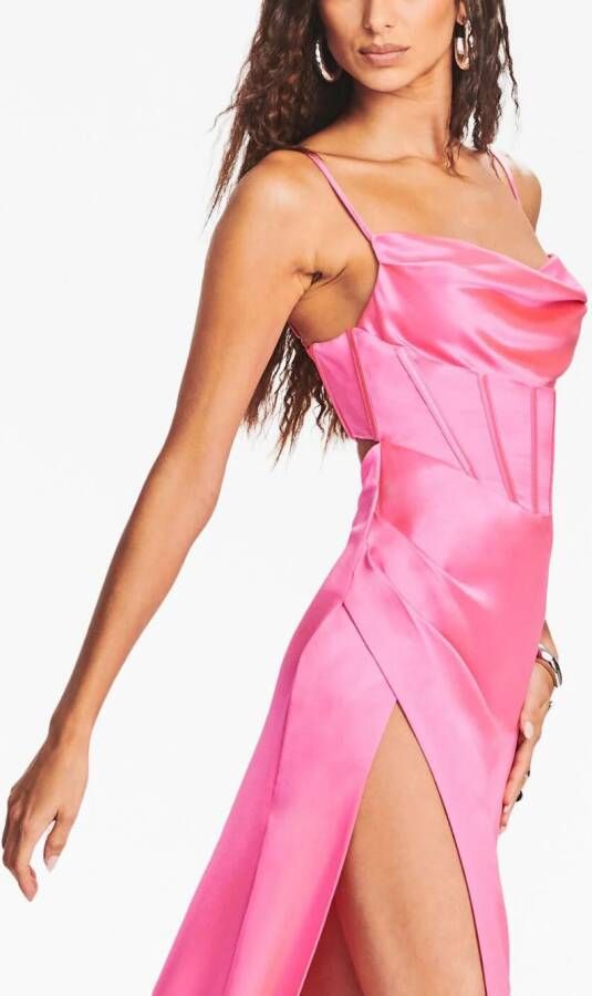 Retrofete Rosa gedrapeerde maxi-jurk Roze