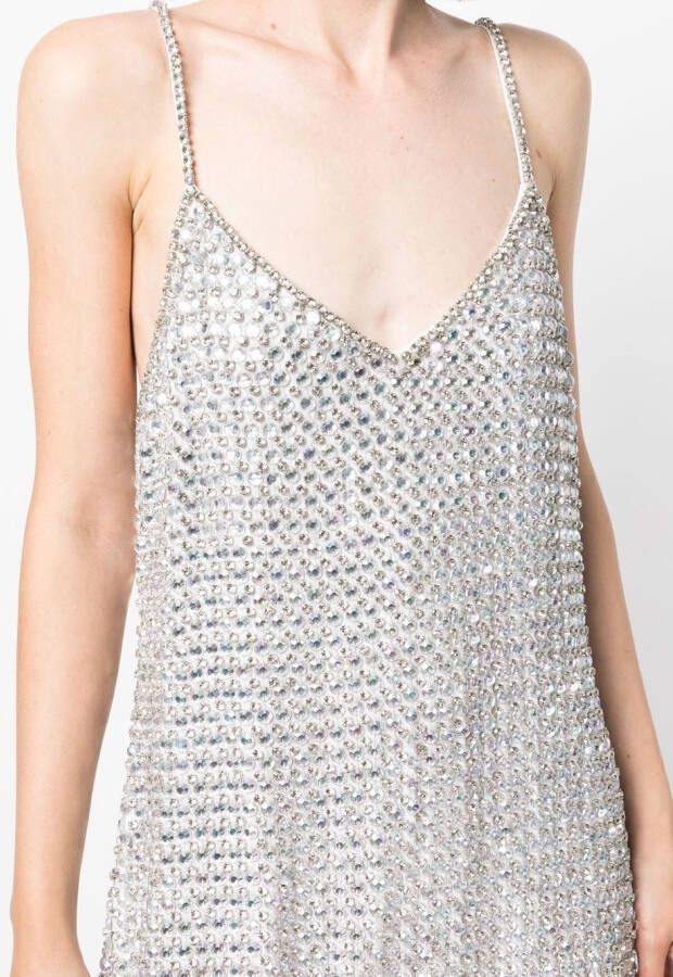 Retrofete Mini-jurk verfraaid met kristallen Zilver