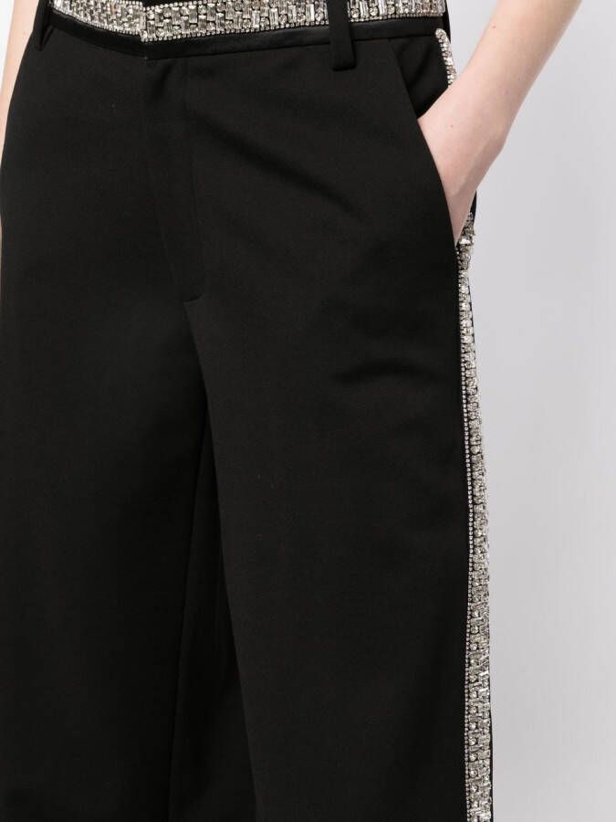 Retrofete Broek verfraaid met kristal Zwart