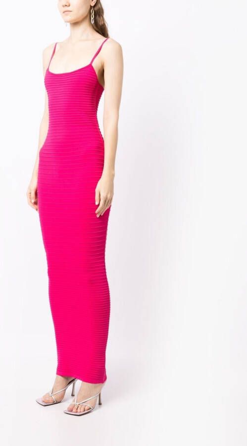 Retrofete Maxi-jurk met ritsdetail Roze