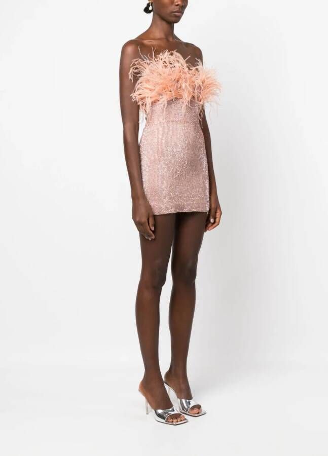 Retrofete Mini-jurk met veren Roze