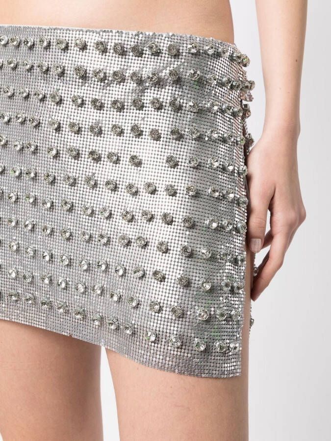 Retrofete Mini-rok verfraaid met kristallen Zilver