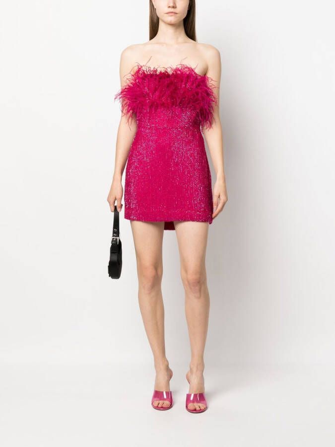Retrofete Mini-jurk verfraaid met pailletten Roze