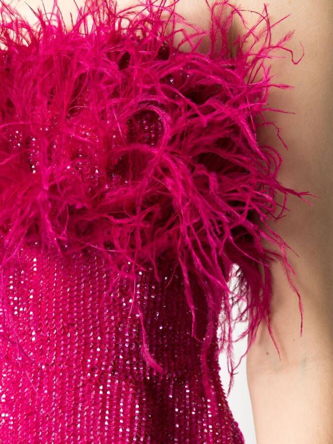 Retrofete Mini-jurk verfraaid met pailletten Roze