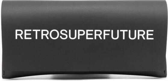 Retrosuperfuture Zonnebril met rechthoekig montuur Zwart