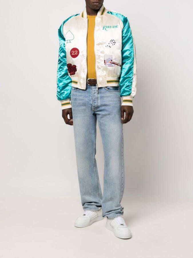 RHUDE Bomberjack met geborduurde patch Beige