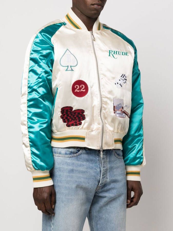 RHUDE Bomberjack met geborduurde patch Beige