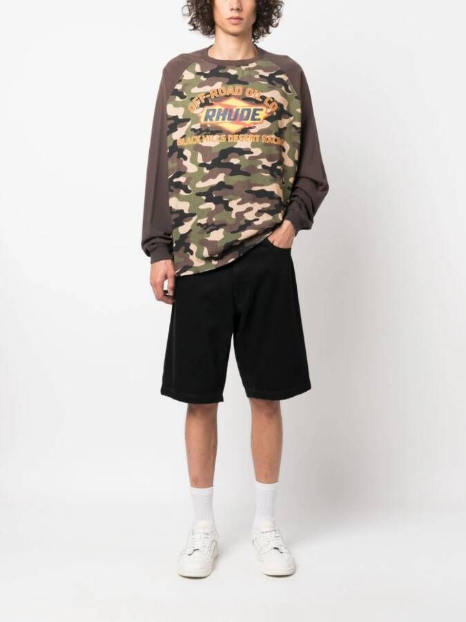 RHUDE T-shirt met camouflageprint Zwart