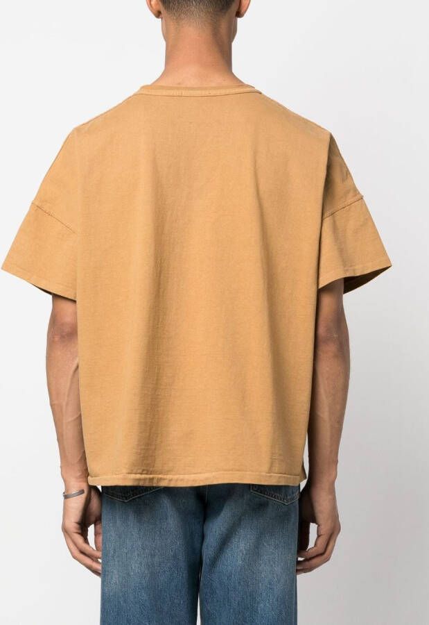 RHUDE T-shirt met geborduurd logo Bruin