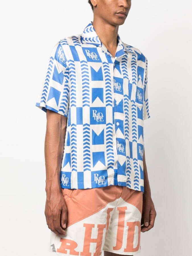 RHUDE Overhemd met grafische print Blauw