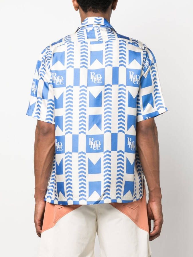 RHUDE Overhemd met grafische print Blauw