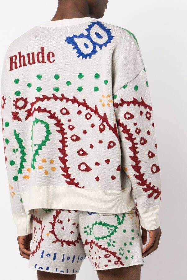 RHUDE Intarsia gebreide trui Beige