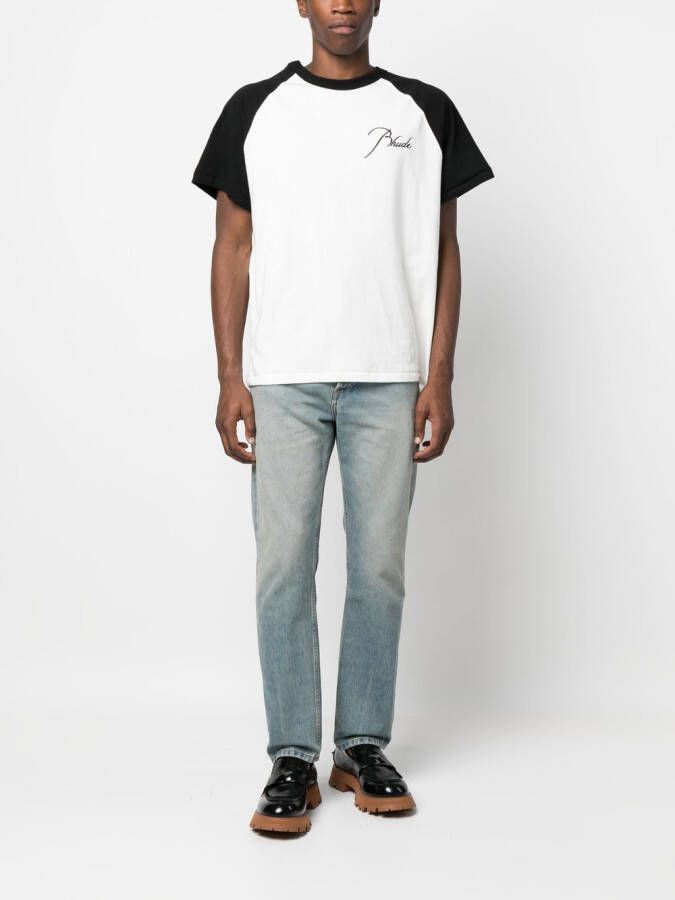 RHUDE T-shirt met geborduurd logo Beige