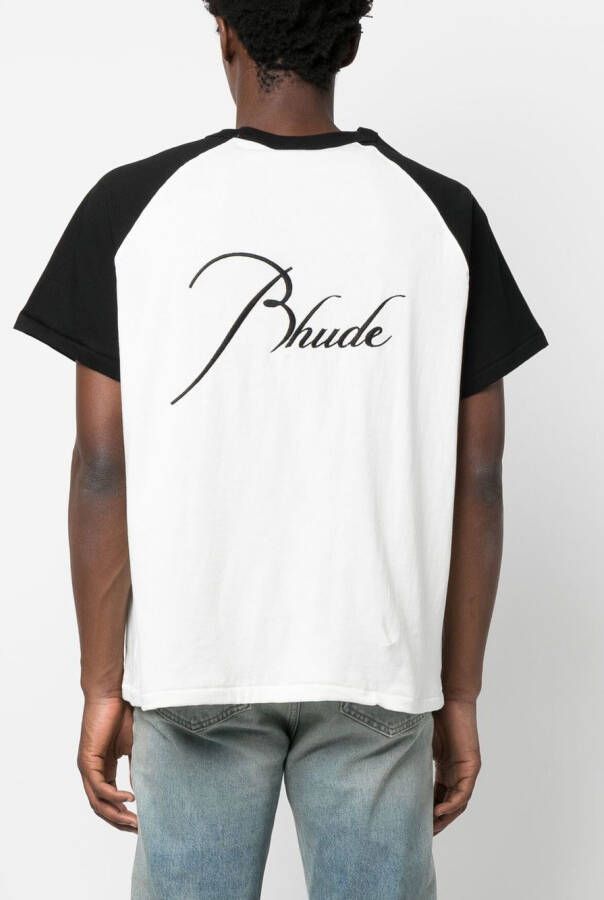 RHUDE T-shirt met geborduurd logo Beige