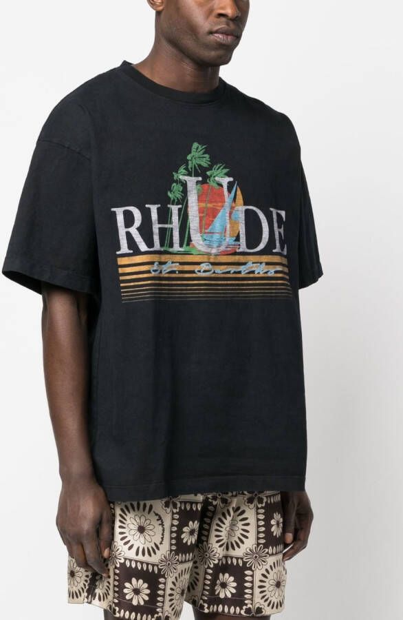 RHUDE T-shirt met grafische print Zwart