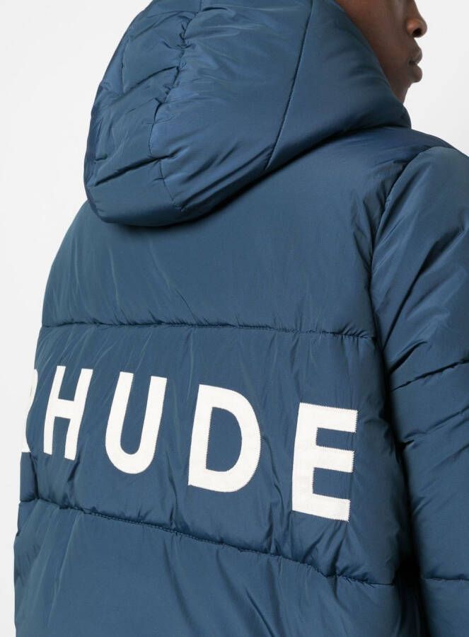 RHUDE Donsjack met logoprint Blauw