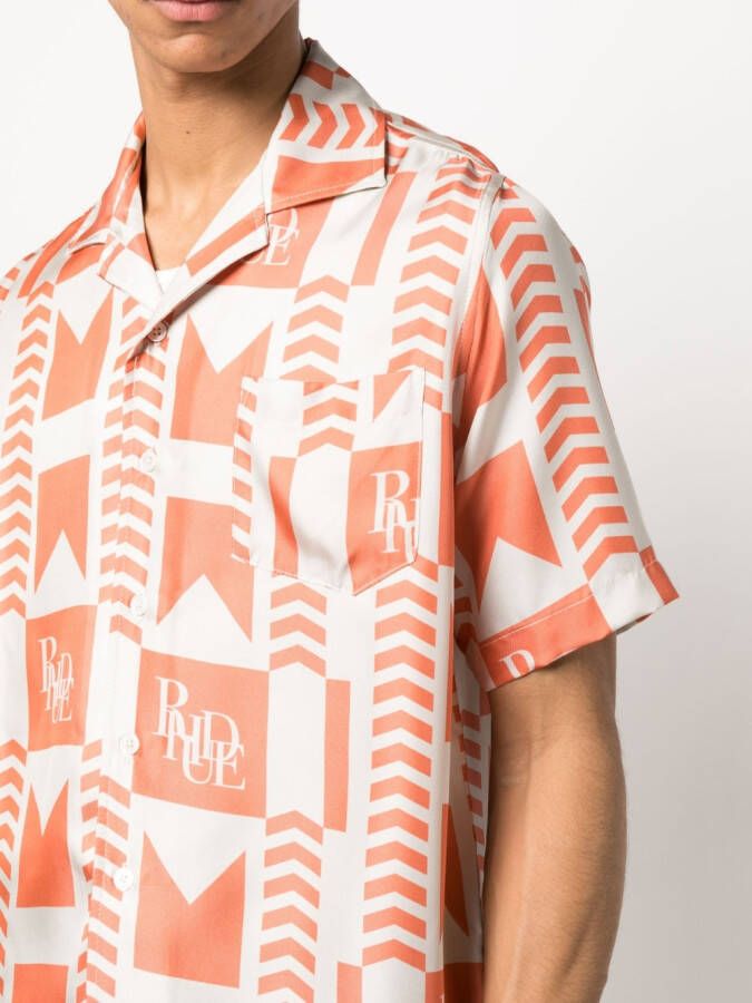 RHUDE Overhemd met geometrische print Beige