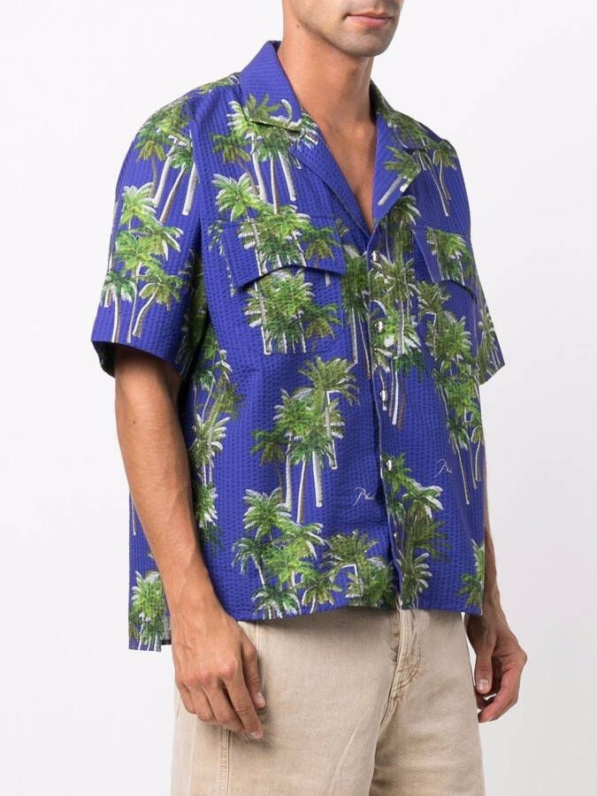 RHUDE Overhemd met palmboomprint Blauw