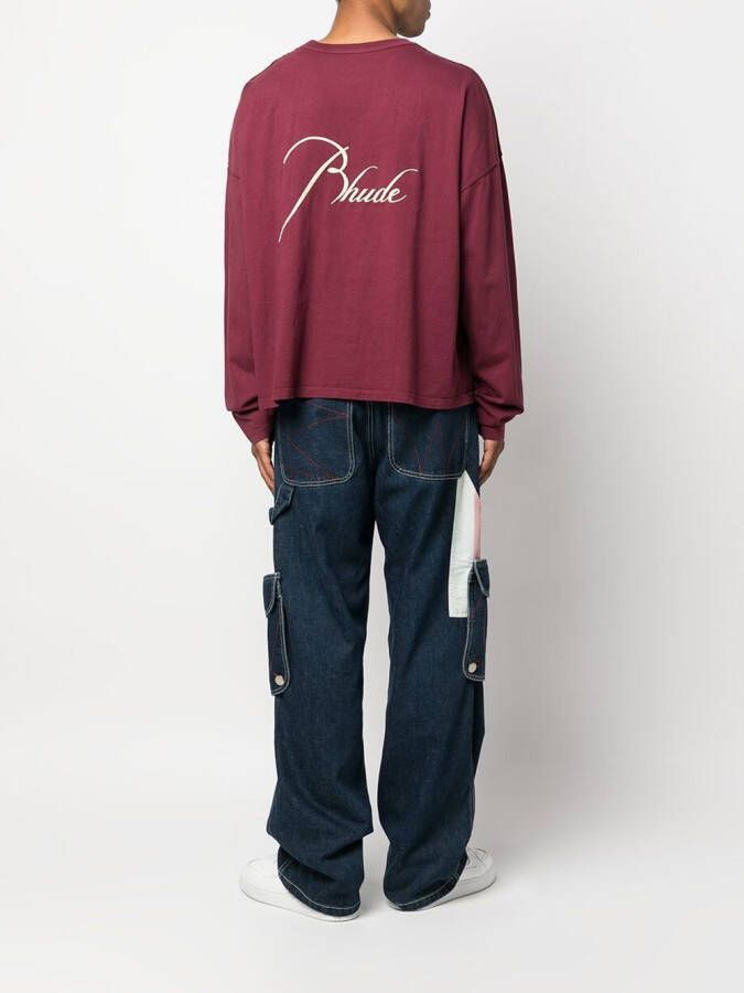 RHUDE Sweater met logoprint Rood