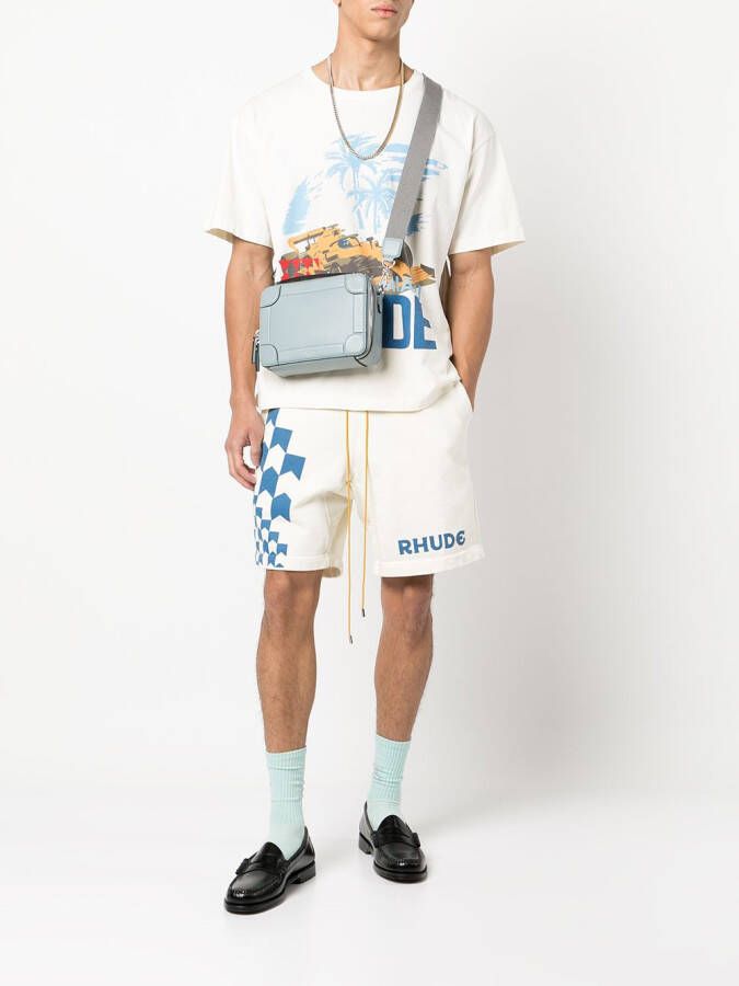 RHUDE Trainingsshorts met logoprint Beige