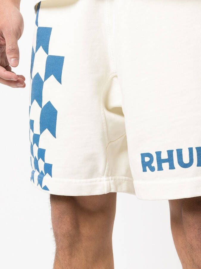 RHUDE Trainingsshorts met logoprint Beige