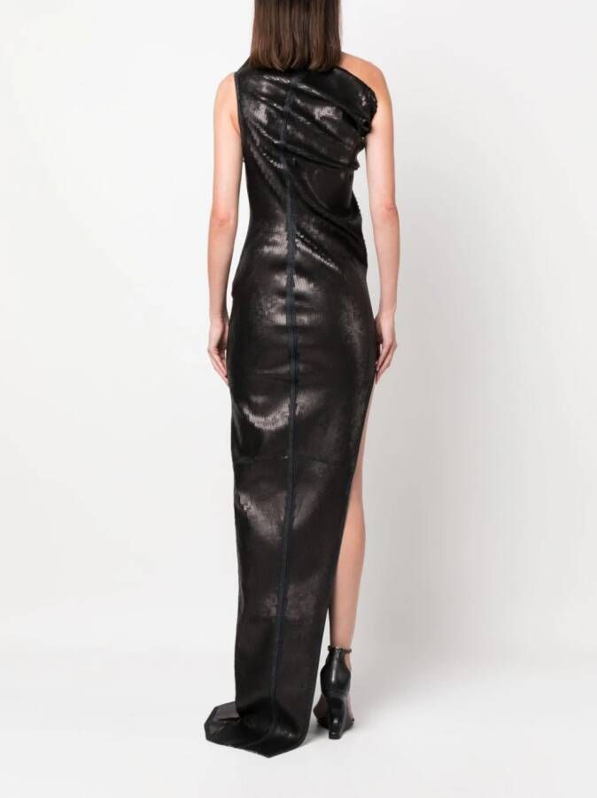 Rick Owens Maxi-jurk met asymmetrische hals Zwart