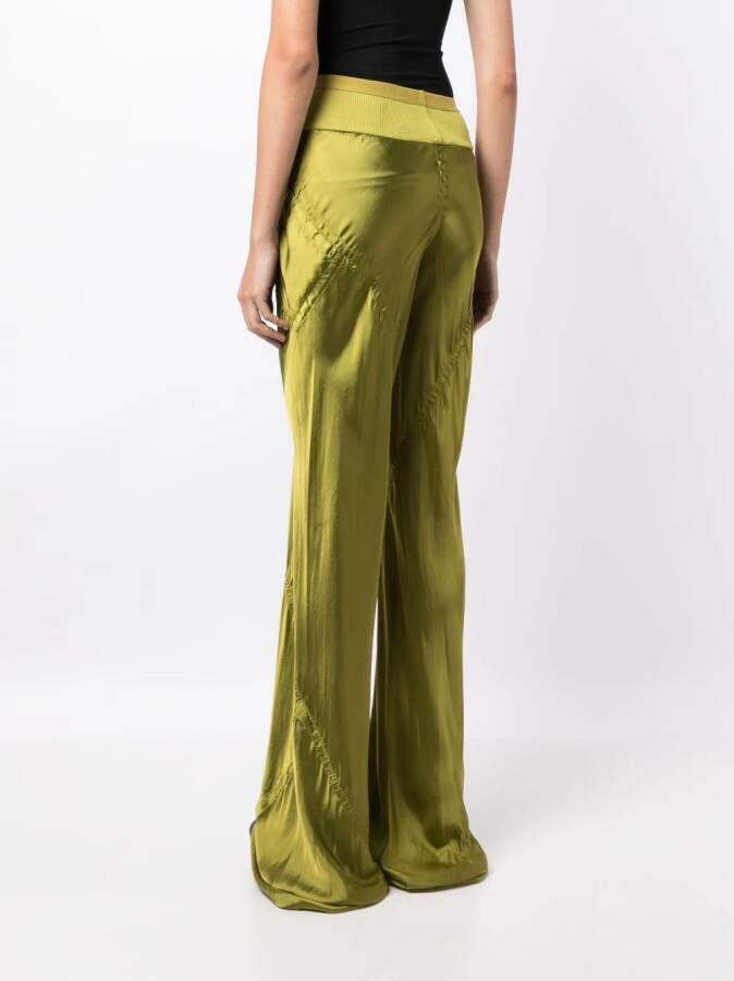 Rick Owens Broek met satijnen afwerking Groen