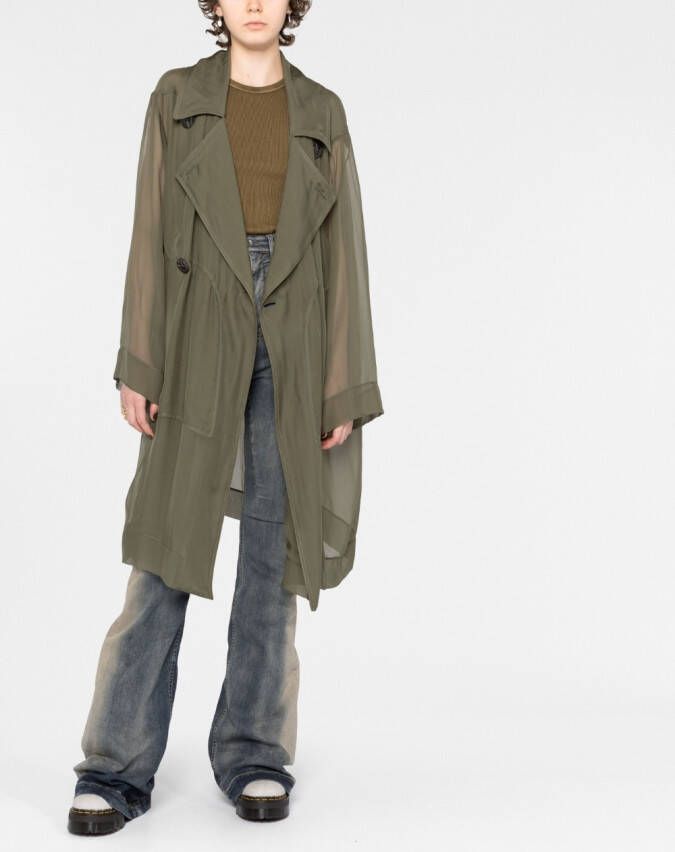 Rick Owens Doorzichtige trenchcoat Groen