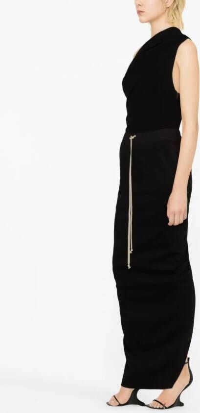 Rick Owens DRKSHDW Pillar drawstring-waist maxi skirt Zwart