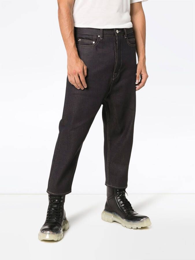 Rick Owens drop crotch cropped jeans Blauw
